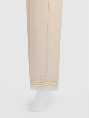 Women Beige Silk Blend Trouser - OWSP-2208030-2