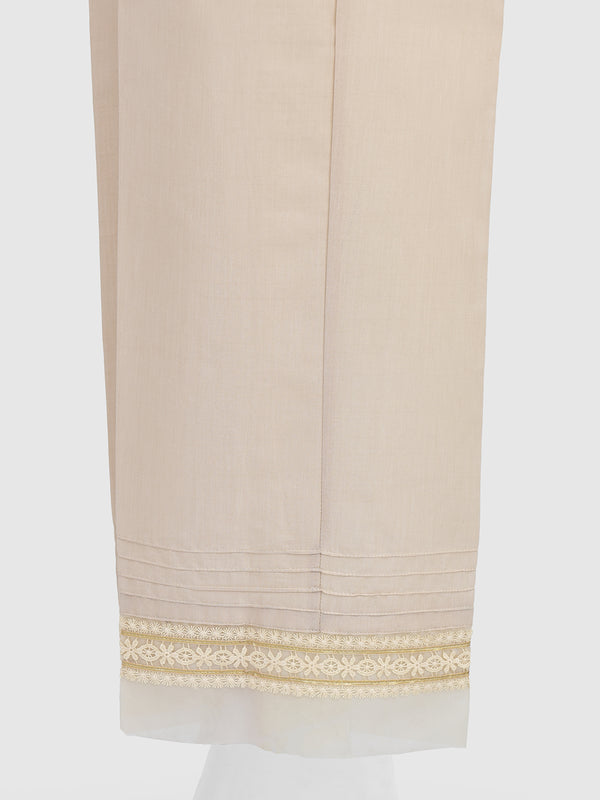 Women Beige Silk Blend Trouser - OWSP-2208030-2