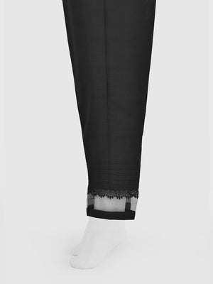 Women Black Silk Blend Trouser - OWCP-2208029