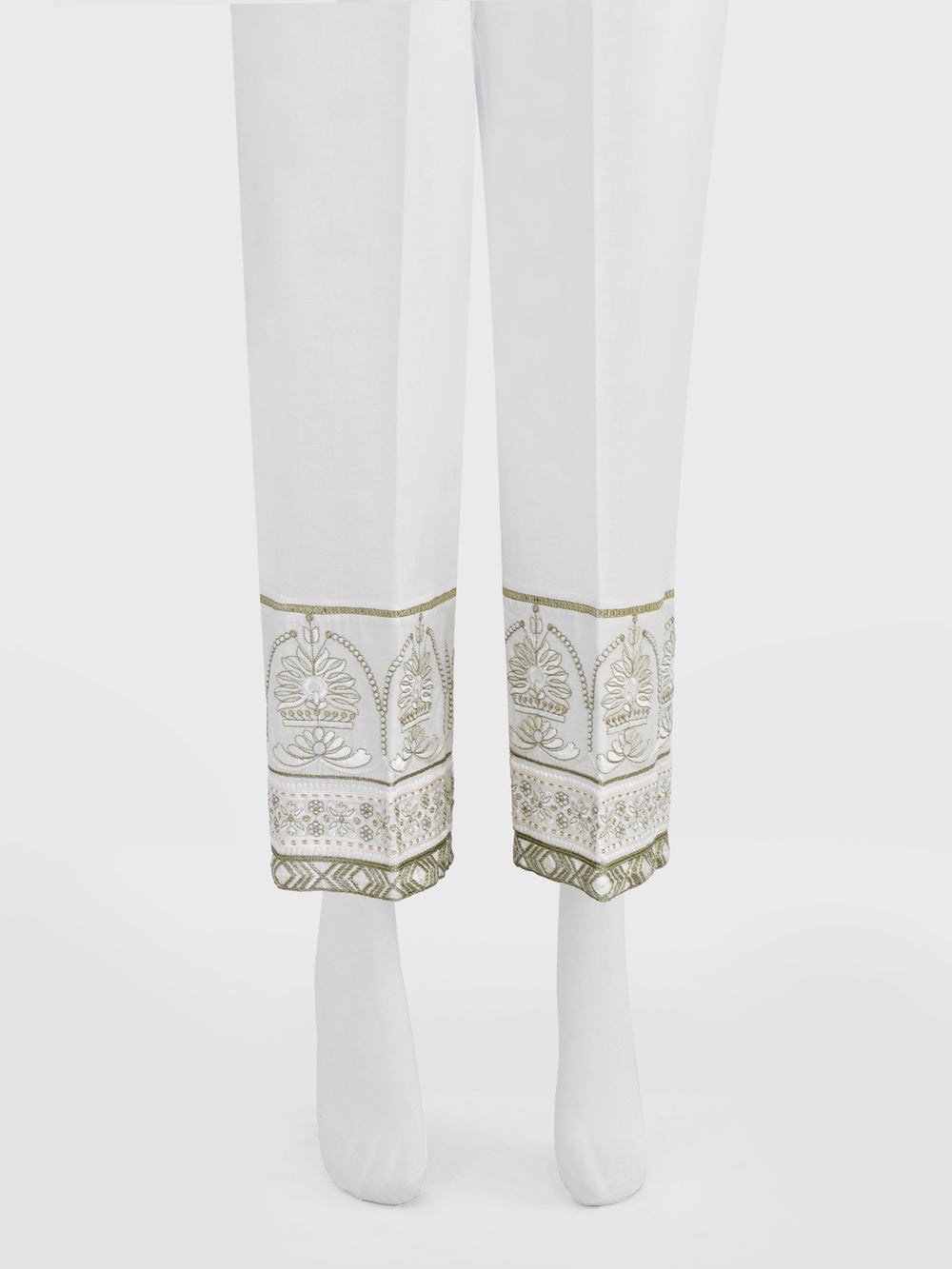 Women White Lawn Trouser - OWESP-2301029