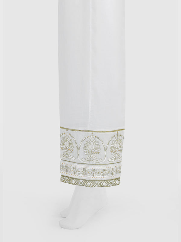 Women White Lawn Trouser - OWESP-2301029