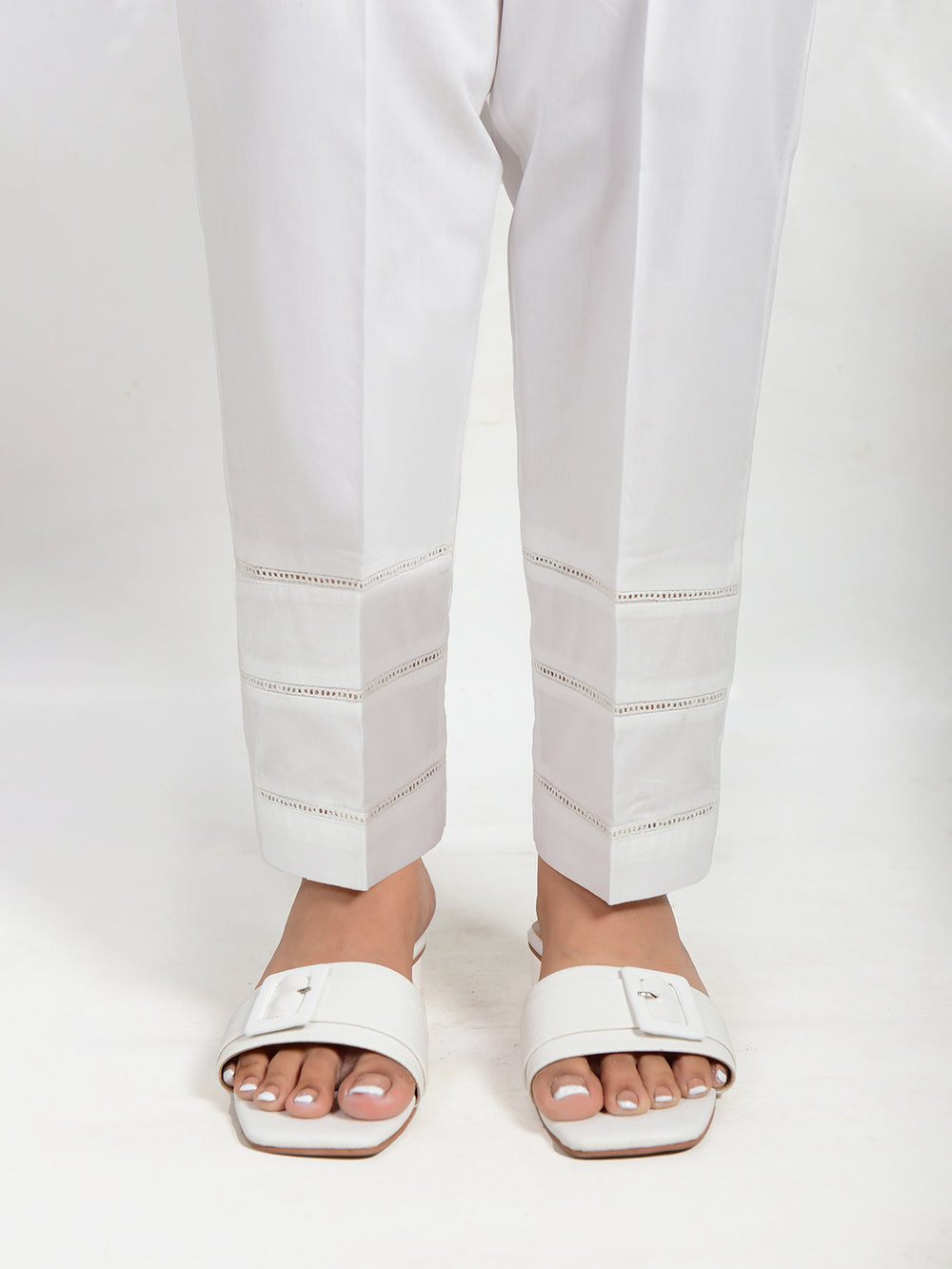 Women White Lawn Trouser - OWSP-2203008