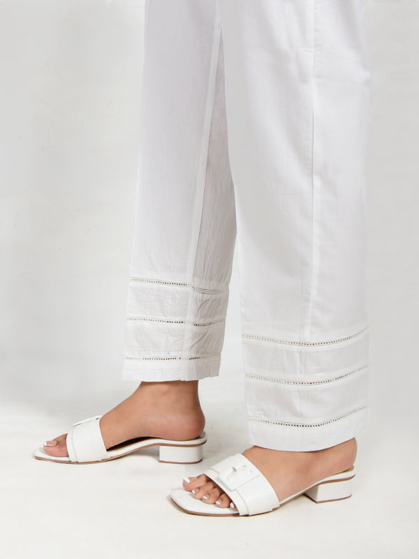 Women White Lawn Trouser - OWSP-2203008