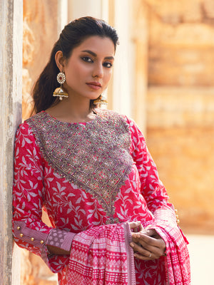 3Pc Embroidered Unstitched Lawn Pink - OLE3P-6045-A