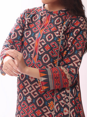 1Pc Printed Unstitched Lawn Black - OLK-6078-A
