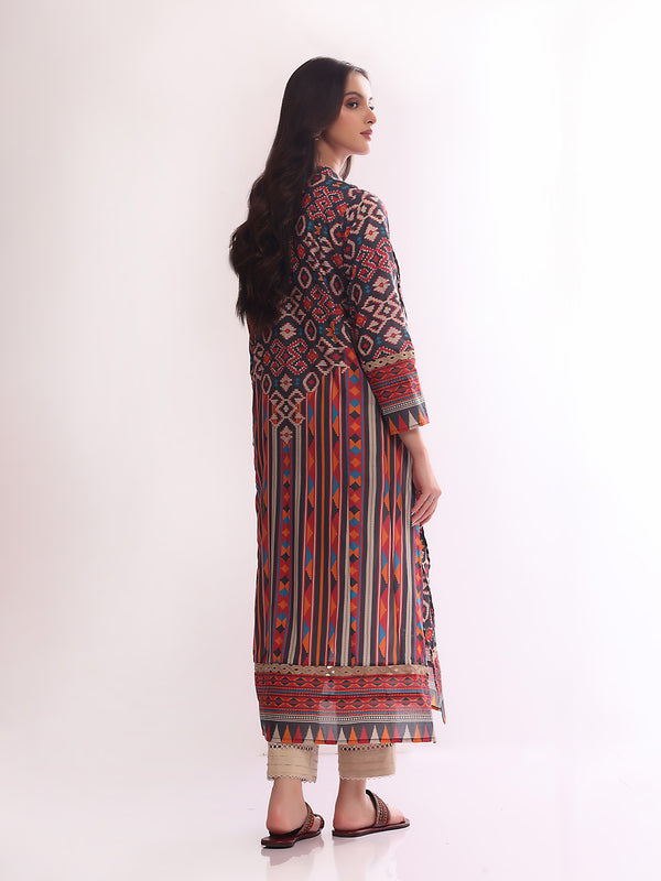 1Pc Printed Unstitched Lawn Black - OLK-6078-A