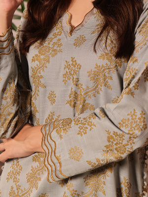 2Pc Printed Unstitched Khaddar Light Ferozi - OWKH2PT-6278-A