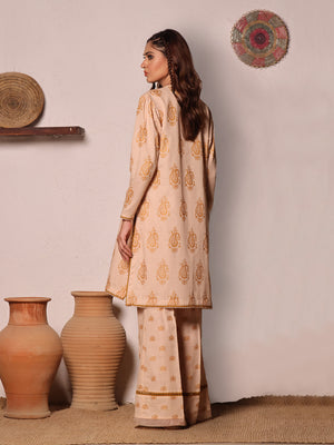 2Pc Printed Unstitched Khaddar Beige - OWKH2PT-6279-A