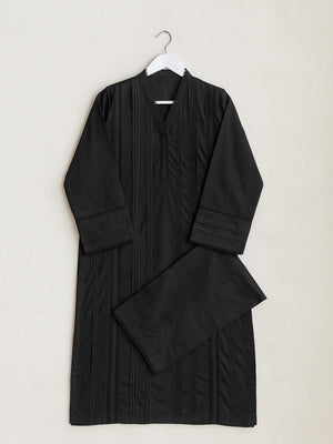 2Pc Dyed Pret Shirt & Trouser Cambric Black - OW2P-2411024-1