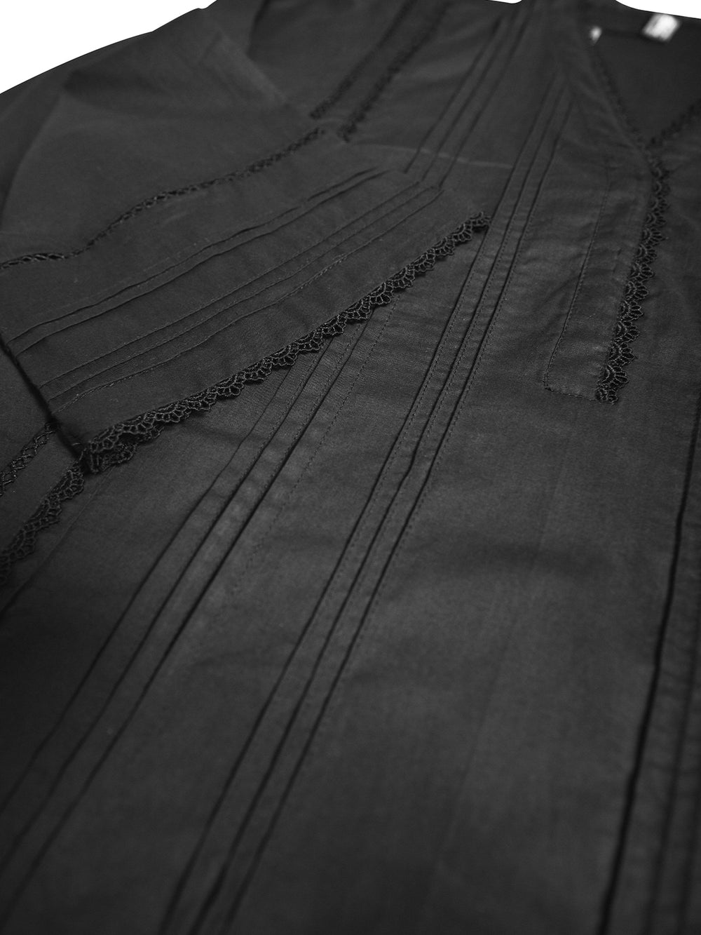 2Pc Dyed Pret Shirt & Trouser Cambric Black - OW2P-2411024-1