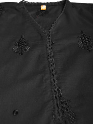 2Pc Embroidered Pret Shirt & Trouser Dyed Cambric Black - OWE2P-2503019