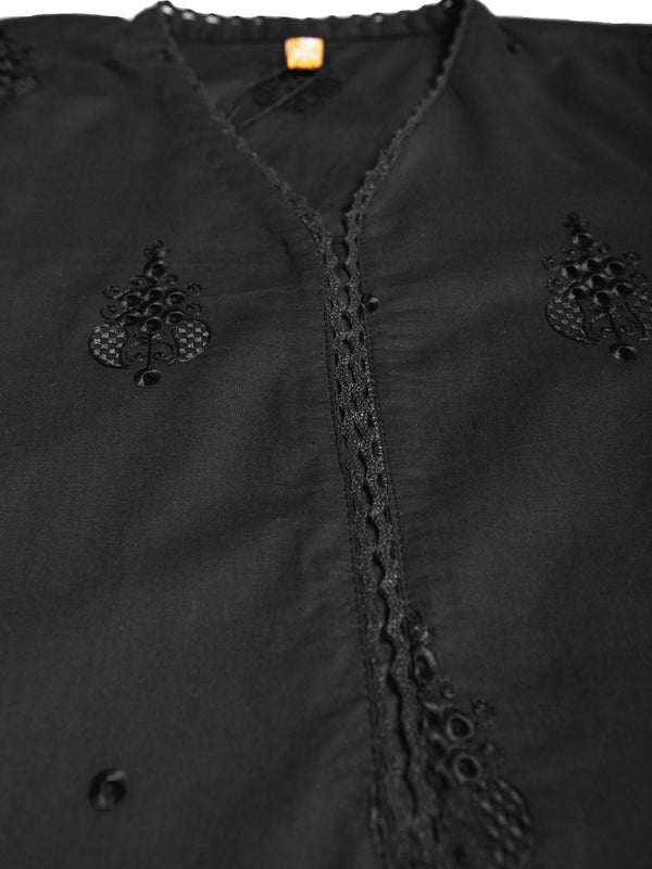 2Pc Embroidered Pret Shirt & Trouser Dyed Cambric Black - OWE2P-2503019