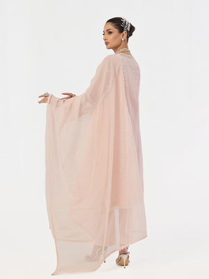 3Pc Embroidered Pret Suit Net Baby pink - OWE3P-2410002