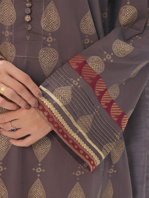 3Pc Printed Suit Pret Cambric Dark Grey - OW3P-2408015