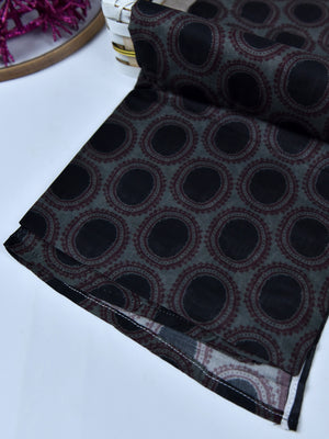 1Pc Printed Pret Dupatta Lawn Black & Maroon - OWDT-2411037-1