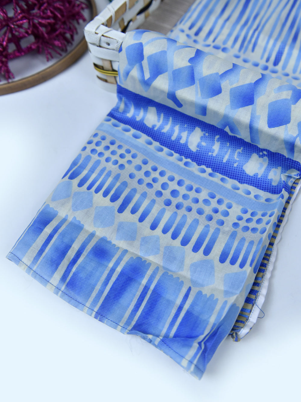1Pc Printed Pret Dupatta Lawn Blue 02 - OWDT-2411037-1