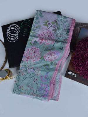 1Pc Printed Pret Dupatta Lawn Aqua Green - OWDT-2504019