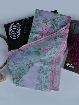 1Pc Printed Pret Dupatta Lawn Aqua Green - OWDT-2504019