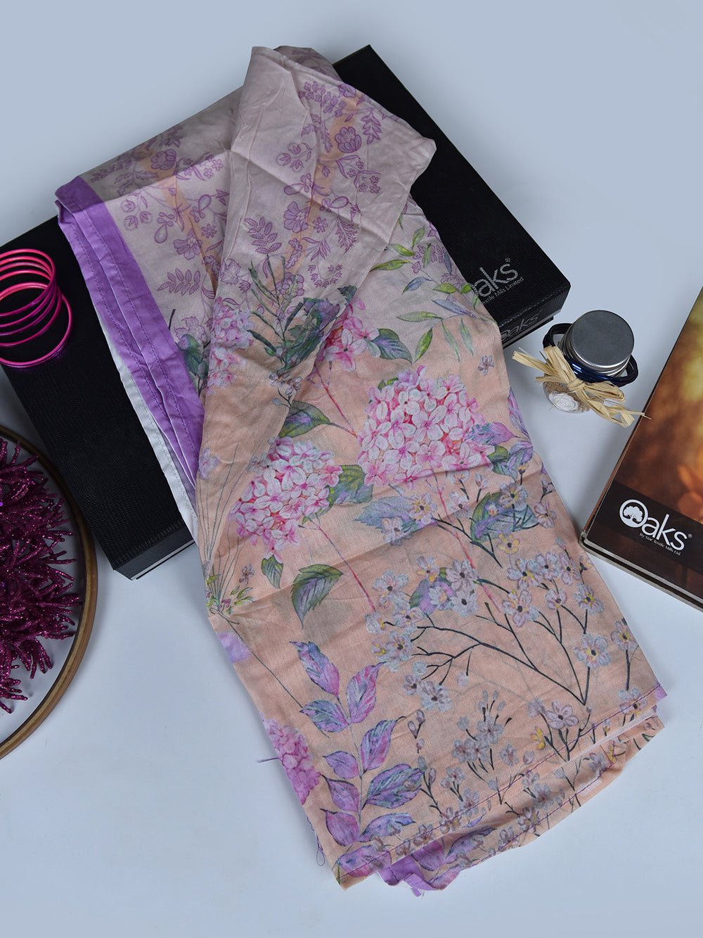 1Pc Printed Pret Dupatta Lawn Baby Pink - OWDT-2504019