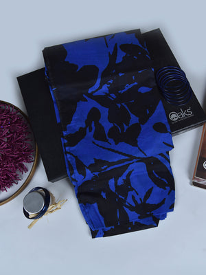 1Pc Printed Pret Dupatta Lawn Blue & Black - OWDT-2504019