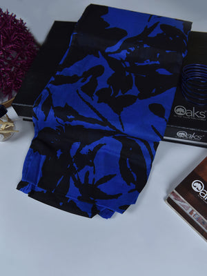 1Pc Printed Pret Dupatta Lawn Blue & Black - OWDT-2504019