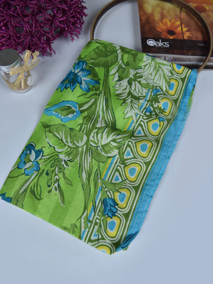 1Pc Printed Pret Dupatta Lawn Green - OWDT-2504019