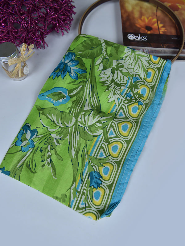 1Pc Printed Pret Dupatta Lawn Green - OWDT-2504019