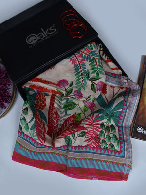 1Pc Printed Pret Dupatta Lawn Light Yellow - OWDT-2504019