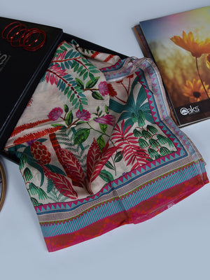 1Pc Printed Pret Dupatta Lawn Light Yellow - OWDT-2504019