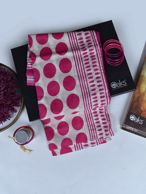 1Pc Printed Pret Dupatta Lawn Off White & Pink - OWDT-2504019