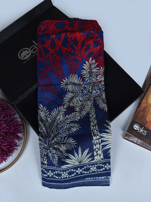 1Pc Printed Pret Dupatta Lawn Red & Blue - OWDT-2504019