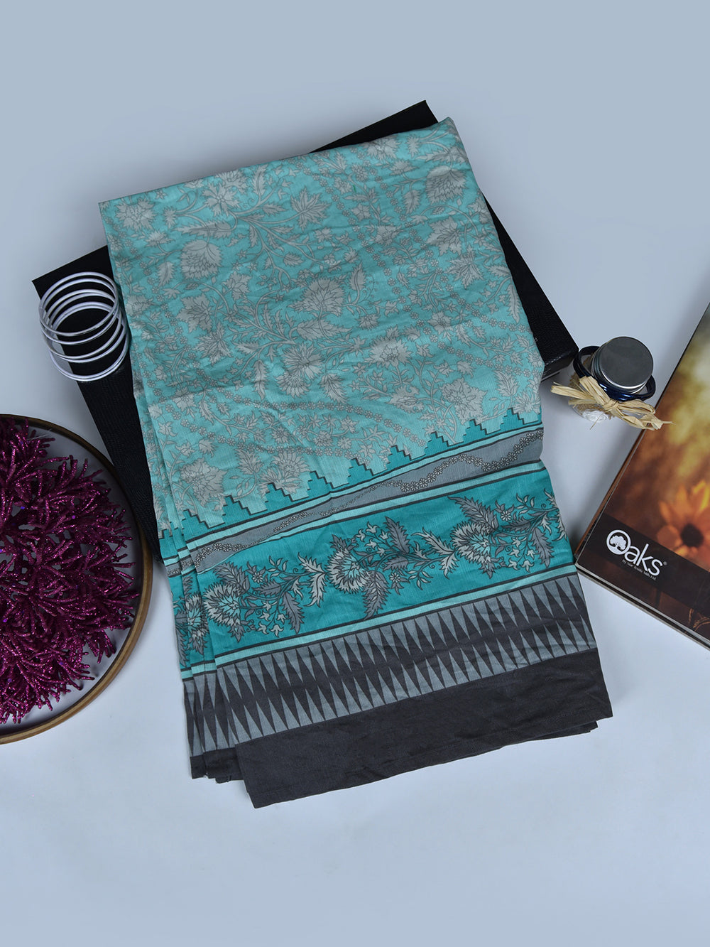 1Pc Printed Pret Dupatta Khaddar Ferozi - OWDT-2504020-11