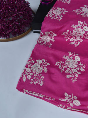 1Pc Printed Pret Dupatta Dyed Screen Print Pink - OWDT-2504020-12