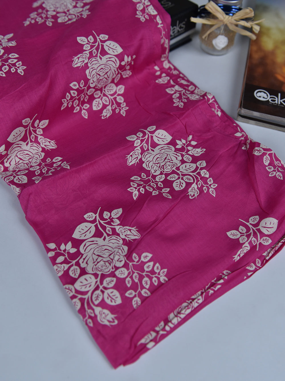 1Pc Printed Pret Dupatta Dyed Screen Print Pink - OWDT-2504020-12
