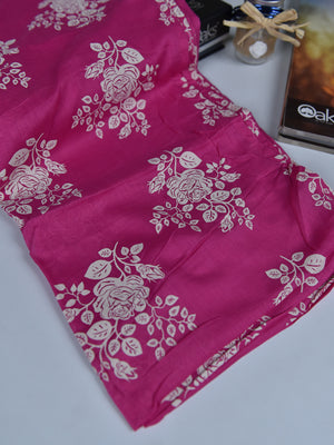 1Pc Printed Pret Dupatta Dyed Screen Print Pink - OWDT-2504020-12