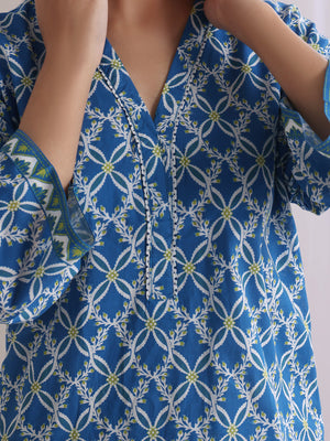 2Pc Printed Pret Shirt Trouser Lawn Blue - OW2P-2505052