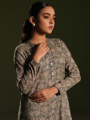 2Pc Printed Unstitched Cambric Green - OC2PT-6271-A