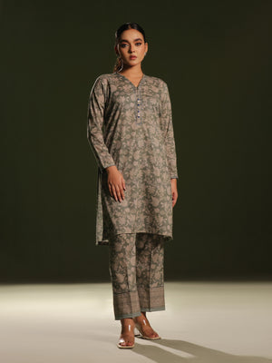 2Pc Printed Pret Shirt Trouser Cambric Green - OW2P-2411006