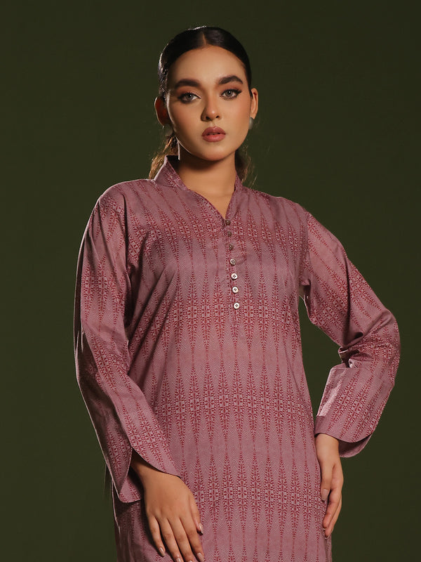 2Pc Printed Unstitched Cambric Red - OC2PT-6274-A