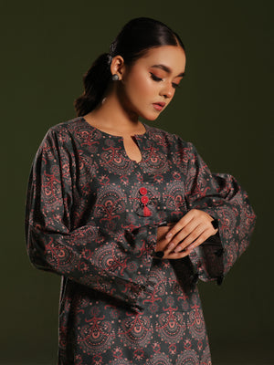 2Pc Printed Unstitched Cambric Green - OC2PT-6276-A