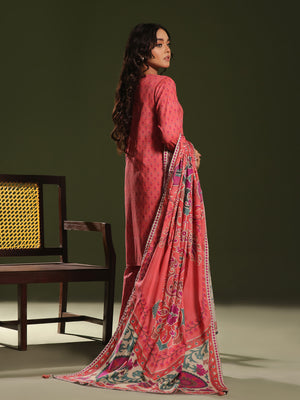 3Pc Printed Pret Suit Cambric Peach - OW3P-2411013