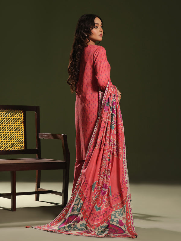 3Pc Printed Pret Suit Cambric Peach - OW3P-2411013