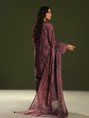 3Pc Printed Pret Suit Cambric Brown - OW3P-2411020