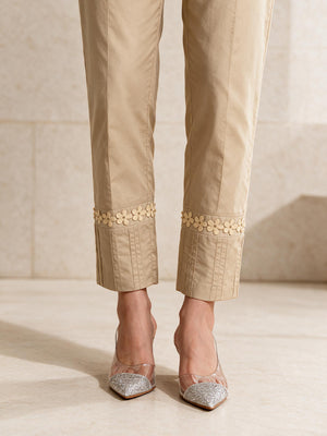 Women Beige Cambric Trouser - OWSP-2206038-1