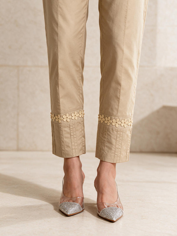 Women Beige Cambric Trouser - OWSP-2206038-1
