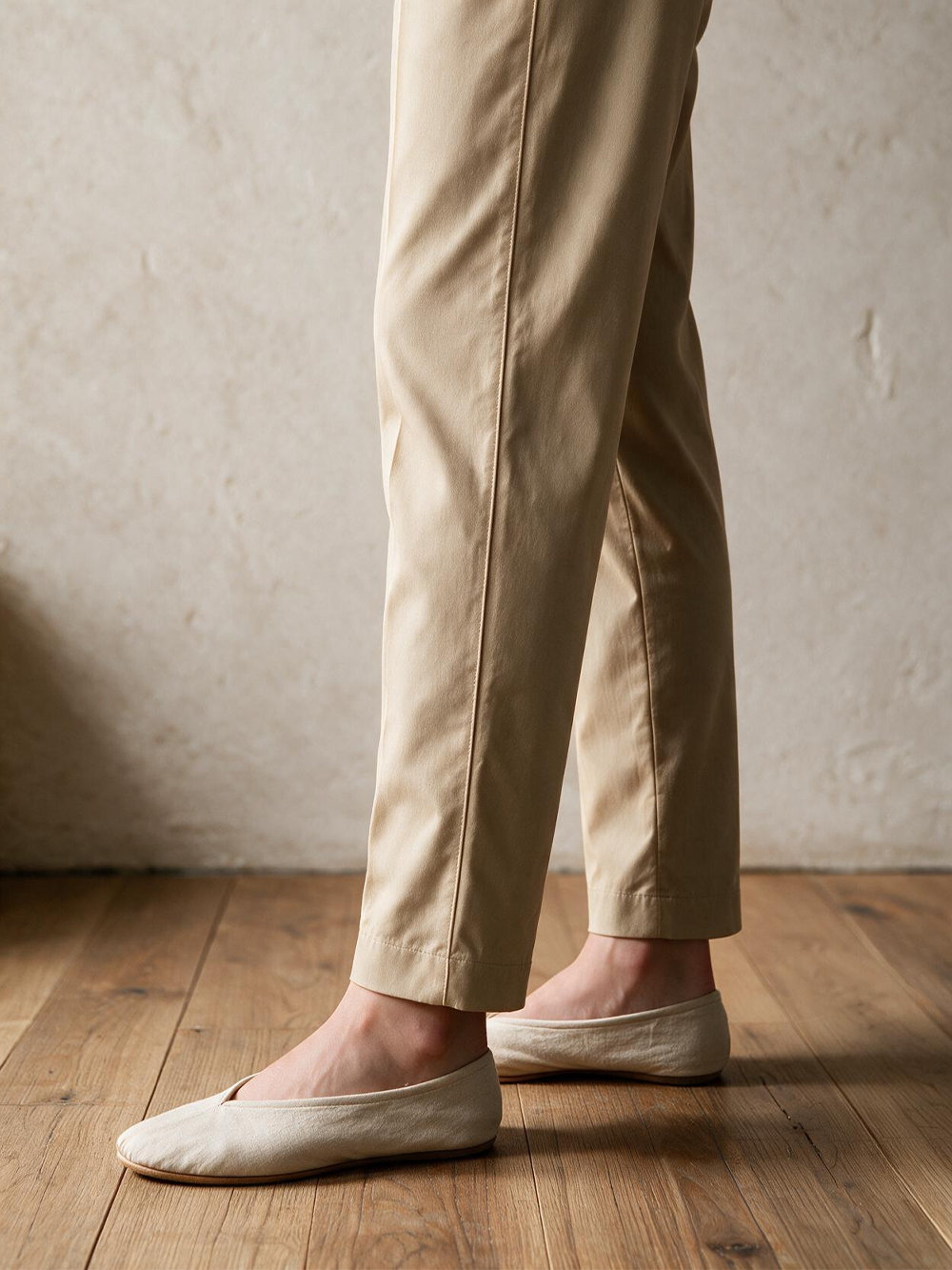 Women Beige Cambric Trouser - OWSP-2411027-1