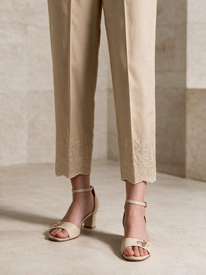 Women Beige Lawn Trouser - OWESP-2206029-1