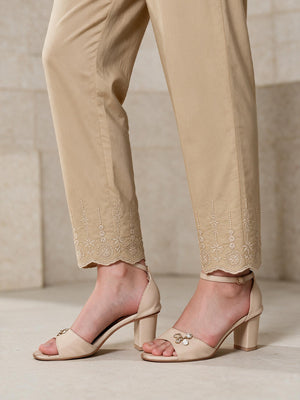 Women Beige Lawn Trouser - OWESP-2206029-1
