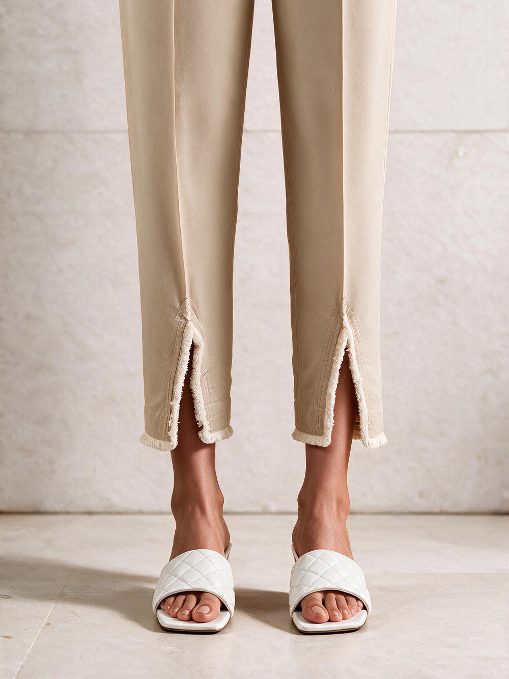 Women Beige Lawn Trouser - OWSP-2203006