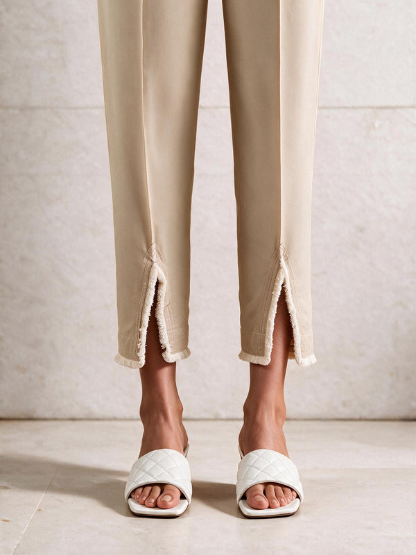 Women Beige Lawn Trouser - OWSP-2203006